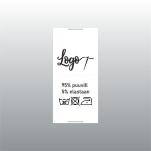 30mm laiune, valge satiinsilt. Logo ja hooldusmärkidega.