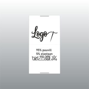 35mm laiune, valge satiinsilt. Logo ja hooldusmärkidega.