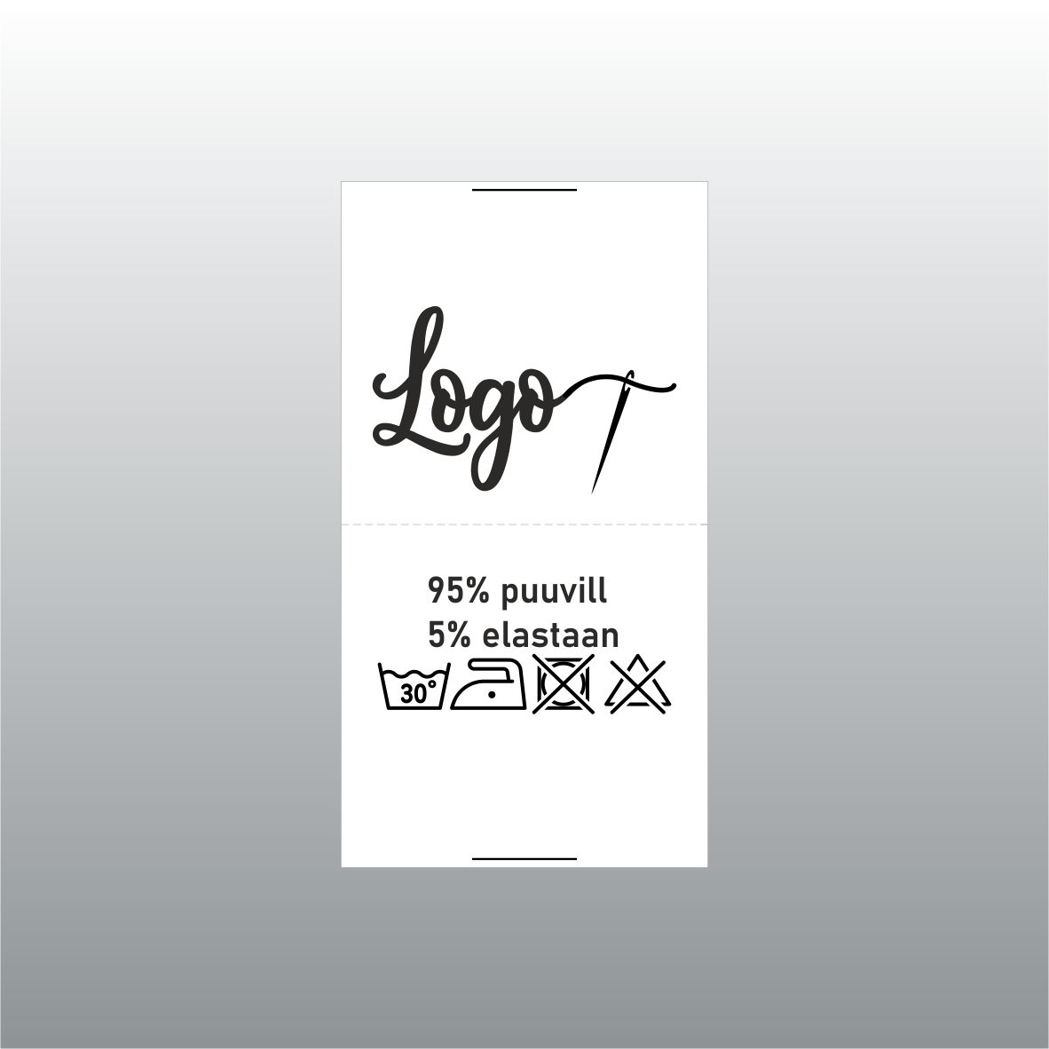35mm laiune, valge satiinsilt. Logo ja hooldusmärkidega.
