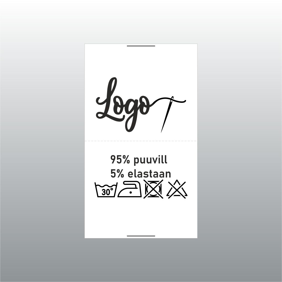 40mm laiune, valge satiinsilt. Logo ja hooldusmärkidega.